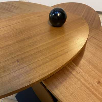 pedestal table flower wood metal italy 1980