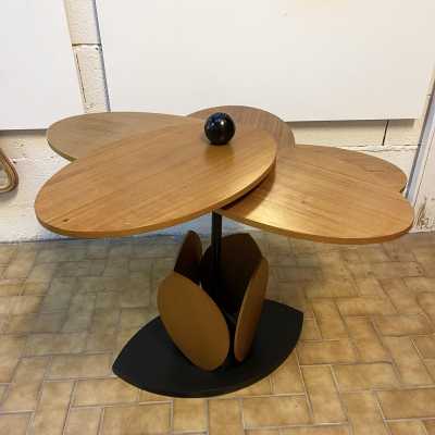 pedestal table flower wood metal italy 1980