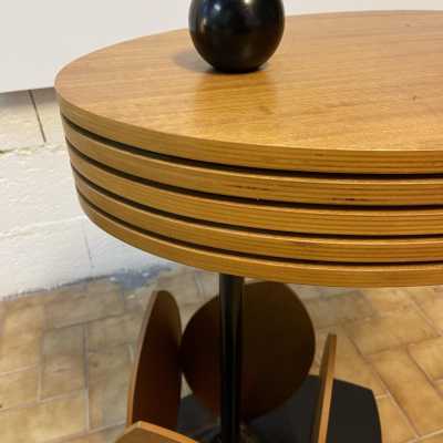 pedestal table flower wood metal italy 1980
