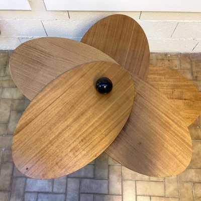 pedestal table flower wood metal italy 1980
