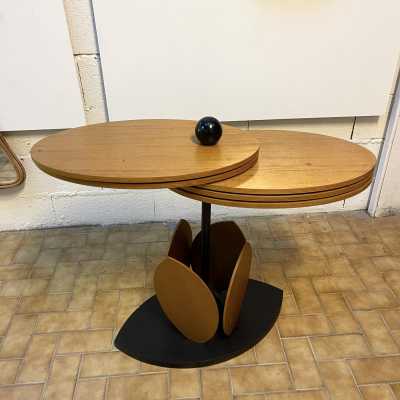 pedestal table flower wood metal italy 1980