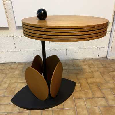 pedestal table flower wood metal italy 1980