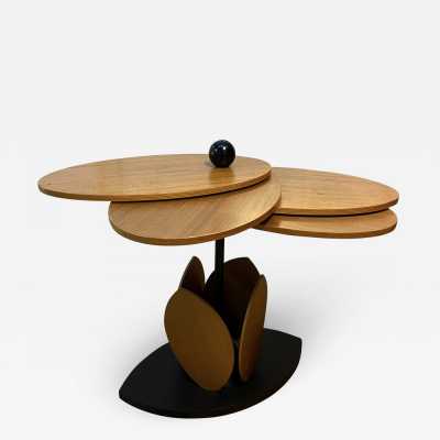 pedestal table flower wood metal italy 1980