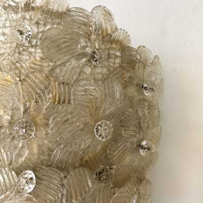 Pair of Murano glass and gold leaf flower sconces by Barovier & Toso. Italy 1970. in the style of Biancardi and Jordan Arte, Longobard, Venini, Vistosi, La Murrina, Aldo Carlo Nason for Mazzega Murano, Toni Zuccheri for Veart, Stilnovo, Joe Colombo, Arteluce, Arredoluce, Lumi, Luci, Rggiani, Sciolari, Werner Pantone, Luigi Colani, Raak, Angelo Lelii sconces lamp lightning chandelier floor mid-century modern italy 1970 1960 1980