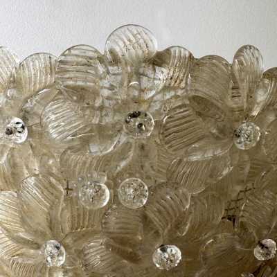 Pair of Murano glass and gold leaf flower sconces by Barovier & Toso. Italy 1970. in the style of Biancardi and Jordan Arte, Longobard, Venini, Vistosi, La Murrina, Aldo Carlo Nason for Mazzega Murano, Toni Zuccheri for Veart, Stilnovo, Joe Colombo, Arteluce, Arredoluce, Lumi, Luci, Rggiani, Sciolari, Werner Pantone, Luigi Colani, Raak, Angelo Lelii sconces lamp lightning chandelier floor mid-century modern italy 1970 1960 1980