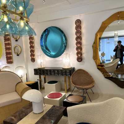 Extra Large Amber Glass Illuminating Mirror by Cristal Art. Italy 1960. in the style of Fontana Arte, Pier Luigi Colli. mid-century modern 1970 metal brass wood 1950