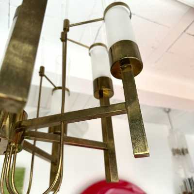 Brass and glass tube chandelier by Sciolari. Italy 1960. in the style of Venini, Vistosi, La Murrina, Seguso, Aldo Nason, Poliarte, Esperia, Angelo Brotto, Stilnovo, Arteluce, Arredoluce, Artemide, Pierre Cardin, Lumi, Luci, Raak, Angelo Lelii, Francesco Bocola, Superstudio , Enrico Tronconi, Mario Bellini, Harvey Guzzini, Luigi Massoni, Martinelli, Fabio Lenci, Gio Ponti, Reggiani metal sconces during lightning mid-century modern italy 1970