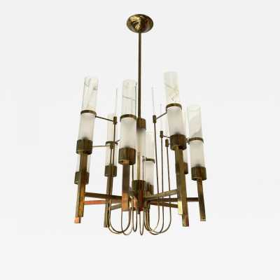 Brass and glass tube chandelier by Sciolari. Italy 1960. in the style of Venini, Vistosi, La Murrina, Seguso, Aldo Nason, Poliarte, Esperia, Angelo Brotto, Stilnovo, Arteluce, Arredoluce, Artemide, Pierre Cardin, Lumi, Luci, Raak, Angelo Lelii, Francesco Bocola, Superstudio , Enrico Tronconi, Mario Bellini, Harvey Guzzini, Luigi Massoni, Martinelli, Fabio Lenci, Gio Ponti, Reggiani metal sconces during lightning mid-century modern italy 1970