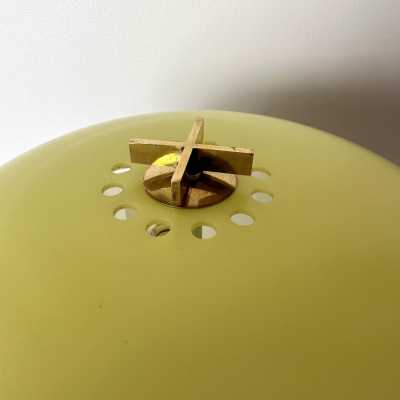 Table lamp in yellow and white methacrylate, black lacquered metal and brass by Stilnovo. Italy 1960. Original publisher's label. in the style of Reggiani, Sciolari, Francesco Buzzi Ceriani, Angelo Brotto for Esperia, Aldo Carlo Nason for Mazzega, Venini, Vistosi, La Murrina, Toni Zuccheri, Fontana Arte, Artemide, Arteluce, Arredoluce, Luigi Caccia Dominioni floor lamp chandelier sconces metal stainless steel mid-century modern space age modernist italy 1950 1970