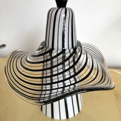 Pair of Murano glass lamps by Venini. Italy 1970. in the style of Esperia, Vistosi, La Murrina, Seguso, Aldo Nason, Poliarte, Carlo Aldo Nason for Mazzega, Stilnovo, Arteluce, Arredoluce, Artemide, Pierre Cardin, Lumi, Luci, RAAK, Angelo Lelli Lelii, Francesco Bocola , Superstudio, Enrico Tronconi, Mario Bellini, Harvey Guzzini, Luigi Massoni, Martinelli, Fabio Lenci, Gio Ponti. brass chrome metal stainless steel mid-century modern space age