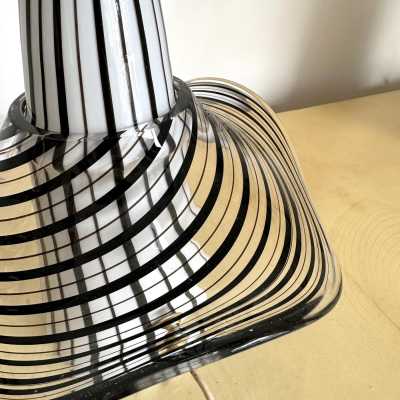 Pair of Murano glass lamps by Venini. Italy 1970. in the style of Esperia, Vistosi, La Murrina, Seguso, Aldo Nason, Poliarte, Carlo Aldo Nason for Mazzega, Stilnovo, Arteluce, Arredoluce, Artemide, Pierre Cardin, Lumi, Luci, RAAK, Angelo Lelli Lelii, Francesco Bocola , Superstudio, Enrico Tronconi, Mario Bellini, Harvey Guzzini, Luigi Massoni, Martinelli, Fabio Lenci, Gio Ponti. brass chrome metal stainless steel mid-century modern space age