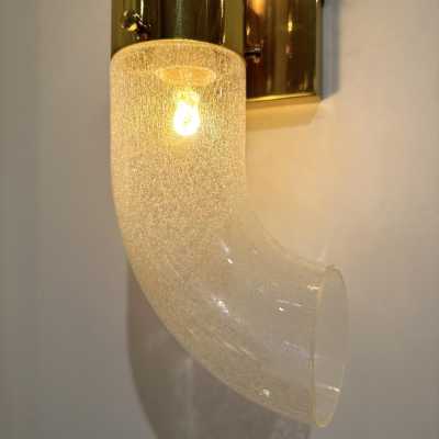 Pair of chain sconces in brass and murano glass by Aldo Nason for Mazzega. Italy 1970. in the style of Venini, Vistosi, La Murrina, Seguso, Carlo Nason, Poliarte, Esperia, Angelo Brotto, Stilnovo, Arteluce, Arredoluce, Artemide, Pierre Cardin, Lumi, Luci, Raak, Angelo Lelii, Francesco Bocola, Superstudio , Enrico Tronconi, Mario Bellini, Harvey Guzzini, Luigi Massoni, Martinelli, Fabio Lenci, Gio Ponti. sconces chandelier lamp lightning floor lamp metal chrome mid-century modern space age italy