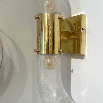 Pair of chain sconces in brass and murano glass by Aldo Nason for Mazzega. Italy 1970. in the style of Venini, Vistosi, La Murrina, Seguso, Carlo Nason, Poliarte, Esperia, Angelo Brotto, Stilnovo, Arteluce, Arredoluce, Artemide, Pierre Cardin, Lumi, Luci, Raak, Angelo Lelii, Francesco Bocola, Superstudio , Enrico Tronconi, Mario Bellini, Harvey Guzzini, Luigi Massoni, Martinelli, Fabio Lenci, Gio Ponti. sconces chandelier lamp lightning floor lamp metal chrome mid-century modern space age italy