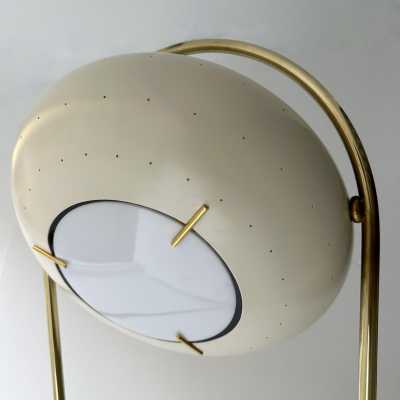 Floor lamp in brass, marble and lacquered metal by Angelo Lelii for Arredoluce. Italy 1960. in the style of Venini, Vistosi, La Murrina, Seguso, Aldo Nason, Poliarte, Carlo Aldo Nason for Mazzega, Stilnovo, Arteluce, Artemide, Pierre Cardin, Lumi, Luci, Raak, Esperia, Francesco Bocola, Superstudio, Enrico Tronconi, Mario Bellini, Harvey Guzzini, Luigi Massoni, Martinelli, Fabio Lenci, Gio Ponti. 1950 chrome stainless steel metal space age mid-century modern