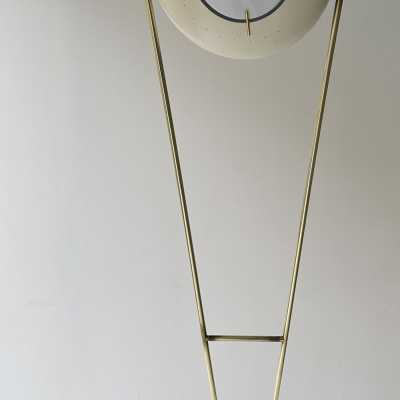 Floor lamp in brass, marble and lacquered metal by Angelo Lelii for Arredoluce. Italy 1960. in the style of Venini, Vistosi, La Murrina, Seguso, Aldo Nason, Poliarte, Carlo Aldo Nason for Mazzega, Stilnovo, Arteluce, Artemide, Pierre Cardin, Lumi, Luci, Raak, Esperia, Francesco Bocola, Superstudio, Enrico Tronconi, Mario Bellini, Harvey Guzzini, Luigi Massoni, Martinelli, Fabio Lenci, Gio Ponti. 1950 chrome stainless steel metal space age mid-century modern