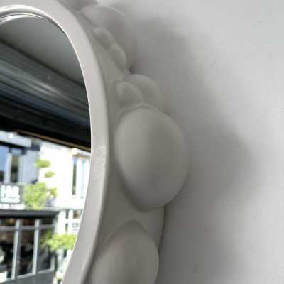 Pair of ceramic Atomo bubble mirrors by Antonio Cagianelli. Italy 2015. the artist is kept at the Museum of Decorative Arts in Paris. brass metal stainless steel wood mid-century modern space age