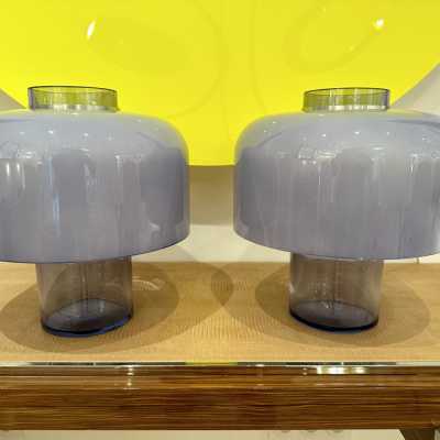 Pair of model LT226 lamps in blue Murano glass by Carlo Nason for Mazzega. Italy 1970. in the style of Venini, Vistosi, La Murrina, Seguso, Aldo Nason, Poliarte, Esperia, Angelo Brotto, Stilnovo, Arteluce, Arredoluce, Artemide, Pierre Cardin, Lumi, Luci, Raak, Angelo Lelii, Francesco Bocola, Superstudio , Enrico Tronconi, Mario Bellini, Harvey Guzzini, Luigi Massoni, Martinelli, Fabio Lenci, Gio Ponti. chandelier sconces mid-century modern space age brass metal italy