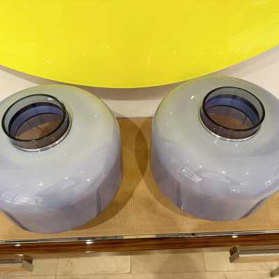 Pair of model LT226 lamps in blue Murano glass by Carlo Nason for Mazzega. Italy 1970. in the style of Venini, Vistosi, La Murrina, Seguso, Aldo Nason, Poliarte, Esperia, Angelo Brotto, Stilnovo, Arteluce, Arredoluce, Artemide, Pierre Cardin, Lumi, Luci, Raak, Angelo Lelii, Francesco Bocola, Superstudio , Enrico Tronconi, Mario Bellini, Harvey Guzzini, Luigi Massoni, Martinelli, Fabio Lenci, Gio Ponti. chandelier sconces mid-century modern space age brass metal italy