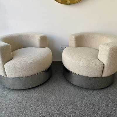 Pair of Mala model armchairs by Franco Fraschini for the publisher Driade. Italy 1970. Reupholstered. From one of Driade's first historical collection "Programma 2 ricerche di design" year 1972. in the style of Gio Ponti, Gianfranco Frattini, 1970s Cassina, Osvaldo Borsani, Joe Colombo, Vico Magistretti, Ico Luisa Parisi, Mario Bellini, Tito Agnoli, Afra Tobia Carlo Scarpa, Luciano Frigerio, Sporiti, Marco Zanuso, Giulio Moscatelli, Formanova, Marzio Cecchi, Willy Rizzo. mid-century modern space