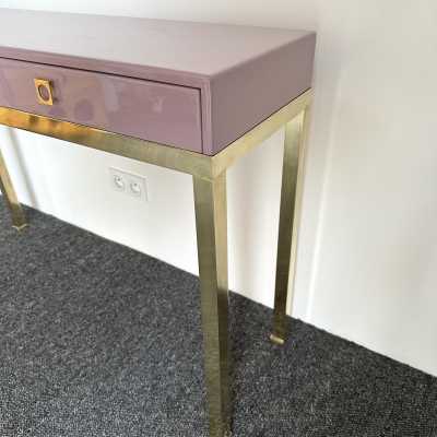 console table with drawers in parma lacquered wood and brass by Guy Lefèvre. France 1970 in the style of Maison Jansen, Mahey, Willy Rizzo, Mario Sabot, Charles. metal stainless steel mid-century modern space age hollywood regency side tables coffee table bar