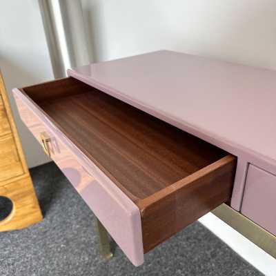 console table with drawers in parma lacquered wood and brass by Guy Lefèvre. France 1970 in the style of Maison Jansen, Mahey, Willy Rizzo, Mario Sabot, Charles. metal stainless steel mid-century modern space age hollywood regency side tables coffee table bar