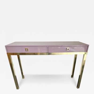 console table with drawers in parma lacquered wood and brass by Guy Lefèvre. France 1970 in the style of Maison Jansen, Mahey, Willy Rizzo, Mario Sabot, Charles. metal stainless steel mid-century modern space age hollywood regency side tables coffee table bar