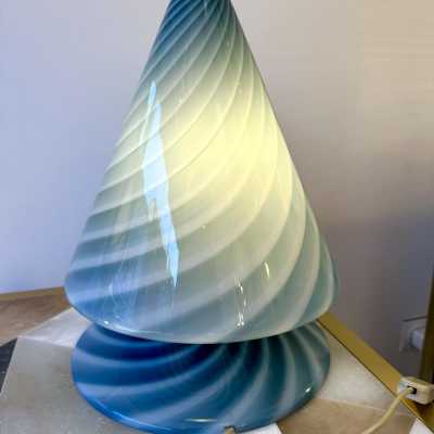 blue Murano glass lamp by la Murrina. Italy 1970. in the style of Venini, Vistosi, Mazzega Aldo Carlo Nason, Stilnovo, Joe Colombo, Arteluce, Arredoluce, Lumi, Luci, Rggiani, Sciolari, Werner Pantone, Luigi Colani, Raak, Angelo Lelii, Angelo Brotto, Esperia chandelier sconces pendant lightning brass de steel stainless mid-century modern space age 1970 1980