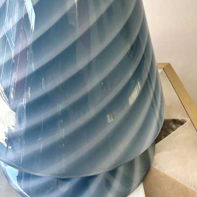blue Murano glass lamp by la Murrina. Italy 1970. in the style of Venini, Vistosi, Mazzega Aldo Carlo Nason, Stilnovo, Joe Colombo, Arteluce, Arredoluce, Lumi, Luci, Rggiani, Sciolari, Werner Pantone, Luigi Colani, Raak, Angelo Lelii, Angelo Brotto, Esperia chandelier sconces pendant lightning brass de steel stainless mid-century modern space age 1970 1980