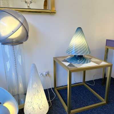 blue Murano glass lamp by la Murrina. Italy 1970. in the style of Venini, Vistosi, Mazzega Aldo Carlo Nason, Stilnovo, Joe Colombo, Arteluce, Arredoluce, Lumi, Luci, Rggiani, Sciolari, Werner Pantone, Luigi Colani, Raak, Angelo Lelii, Angelo Brotto, Esperia chandelier sconces pendant lightning brass de steel stainless mid-century modern space age 1970 1980