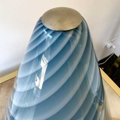 blue Murano glass lamp by la Murrina. Italy 1970. in the style of Venini, Vistosi, Mazzega Aldo Carlo Nason, Stilnovo, Joe Colombo, Arteluce, Arredoluce, Lumi, Luci, Rggiani, Sciolari, Werner Pantone, Luigi Colani, Raak, Angelo Lelii, Angelo Brotto, Esperia chandelier sconces pendant lightning brass de steel stainless mid-century modern space age 1970 1980