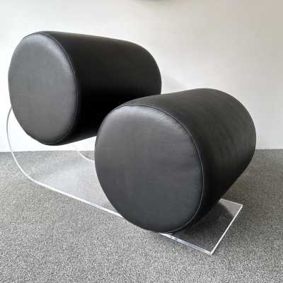 Very rare Pair of plexiglass, brass and leather armchairs by Marzio Cecchi. Italy 1970. in the style of Gio Ponti, Gianfranco Frattini, Cassina, Osvaldo Borsani, Joe Colombo, Vico Magistretti, Ico Luisa Parisi, Mario Bellini, Tito Agnoli, Afra Tobia Carlo Scarpa, Sporiti, Marco Zanuso, Giulio Moscatelli, Formanova. slipper chairs lounge mid-century modern space age italy 1960 1970 1980