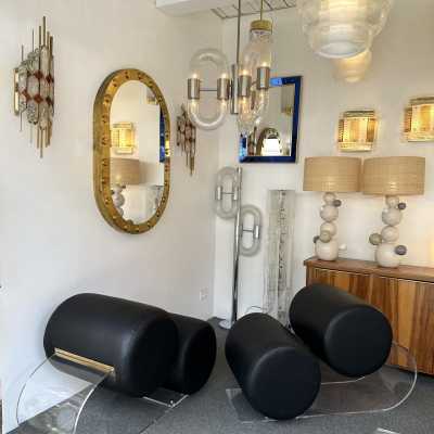 Very rare Pair of plexiglass, brass and leather armchairs by Marzio Cecchi. Italy 1970. in the style of Gio Ponti, Gianfranco Frattini, Cassina, Osvaldo Borsani, Joe Colombo, Vico Magistretti, Ico Luisa Parisi, Mario Bellini, Tito Agnoli, Afra Tobia Carlo Scarpa, Sporiti, Marco Zanuso, Giulio Moscatelli, Formanova. slipper chairs lounge mid-century modern space age italy 1960 1970 1980