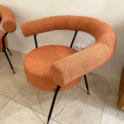Pair of armchairs in black lacquered metal by Rito Valla for the publisher IPE Bologna. Italy 1950. reupholstered. in the style of Gio Ponti, Gianfranco Frattini, Cassina, Osvaldo Borsani, Joe Colombo, Vico Magistretti, Ico Luisa Parisi, Mario Bellini, Tito Agnoli, Afra Tobia Carlo Scarpa, Luciano Frigerio, Sporiti, Marco Zanuso, Giulio Moscatelli, Formanova.