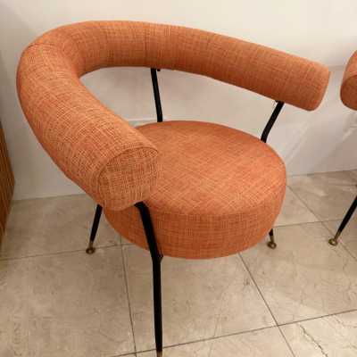 Pair of armchairs in black lacquered metal by Rito Valla for the publisher IPE Bologna. Italy 1950. reupholstered. in the style of Gio Ponti, Gianfranco Frattini, Cassina, Osvaldo Borsani, Joe Colombo, Vico Magistretti, Ico Luisa Parisi, Mario Bellini, Tito Agnoli, Afra Tobia Carlo Scarpa, Luciano Frigerio, Sporiti, Marco Zanuso, Giulio Moscatelli, Formanova.