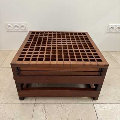 modular coffee table in wood and Formica by Bernard Vuarnesson. France 1980 in the style of Pierre Jeanneret, Chandigarh, Le Corbusier, Jean Prouvé, Charlotte Perriand, Gio Ponti. mid-century modern italy 1970 console end tables