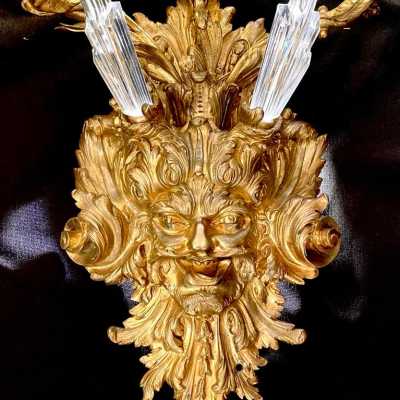 Pair of gilt bronze sconces head of a faun - CARPENTIER Antiquités