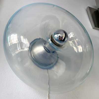 Pair of opal blown glass and metal wall lights by Giusto Toso for Leucos. Italy 1970. in the style of Biancardi Jordan Arte, Poliarte, Carlo Aldo Nason, Mazzega Murano, Venini, Vistosi, La Murrina. wall lights lamps sconces ceiling chandelier brass metal chrome stainless steel mid-century modern space age