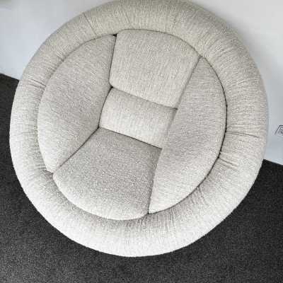 Large Mid-Century Modern Space Age armchairs or lounge chairs in Boucle fabric and fiberglass structure by Sapotiti. New upholstery. Famous design like Gio Ponti, Gianfranco Frattini, Cassina, Osvaldo Borsani, Joe Colombo, Vico Magistretti, Ico Luisa Parisi, Mario Bellini, Tito Agnoli, Afra Tobia Carlo Scarpa, Luciano Frigerio, Marco Zanuso, Giulio Moscatelli, Formanova. metal brass wood 1960s 1950s