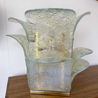 Mid-Century Modern Space Age Cactus table lamp, baby blue opal murano glass and brass by Carlo Nason for the Mazzega manufacture. Famous italian design like Venini, Vistosi, La Murrina, Aldo Nason, Stilnovo, Joe Colombo, Arteluce, Arredoluce, Lumi, Luci, Rggiani, Sciolari, Werner Pantone, Luigi Colani, Raak, Angelo Lelii, Angelo Brotto, Esperia, Francesco Bocola, Superstudio, Enrico Tronconi, Mario Bellini, Harvey Guzzini, Luigi Massoni, Martinelli, Pierre Cardin, Fabio Lenci, Gio Ponti. 1970s, 1960s, 1950s