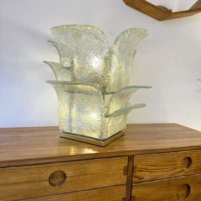 Mid-Century Modern Space Age Cactus table lamp, baby blue opal murano glass and brass by Carlo Nason for the Mazzega manufacture. Famous italian design like Venini, Vistosi, La Murrina, Aldo Nason, Stilnovo, Joe Colombo, Arteluce, Arredoluce, Lumi, Luci, Rggiani, Sciolari, Werner Pantone, Luigi Colani, Raak, Angelo Lelii, Angelo Brotto, Esperia, Francesco Bocola, Superstudio, Enrico Tronconi, Mario Bellini, Harvey Guzzini, Luigi Massoni, Martinelli, Pierre Cardin, Fabio Lenci, Gio Ponti. 1970s, 1960s, 1950s