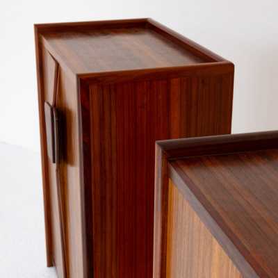 Mid-Century Modern Pair of wood buffets cabinets cupboards dressers credenzas sideboard. In the mood of Gio Ponti, Le Corbusier, La Permanente Mobile Cantu, Gianfranco Frattini, Cassina, Osvaldo Borsani, Joe Colombo, Vico Magistretti, Luisa Parisi, Mario Bellini, Tito Agnoli, Afra Tobia Scarpa, Luciano Frigerio, Sporiti, Marco Zanuso, Giulio Moscatelli, Formanova, Maison Jansen, Maison et Jardin Gallery, Dal Vera, Angelo Mangiarotti, Art Deco, Scandinavian Danish Modern.