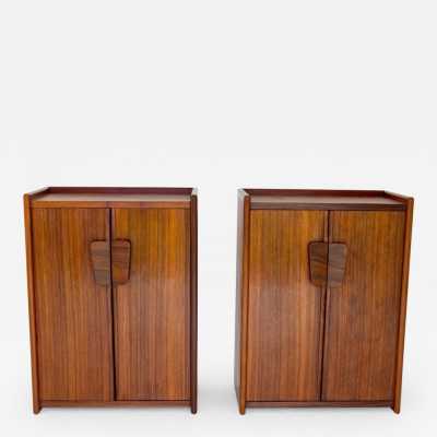 Mid-Century Modern Pair of wood buffets cabinets cupboards dressers credenzas sideboard. In the mood of Gio Ponti, Le Corbusier, La Permanente Mobile Cantu, Gianfranco Frattini, Cassina, Osvaldo Borsani, Joe Colombo, Vico Magistretti, Luisa Parisi, Mario Bellini, Tito Agnoli, Afra Tobia Scarpa, Luciano Frigerio, Sporiti, Marco Zanuso, Giulio Moscatelli, Formanova, Maison Jansen, Maison et Jardin Gallery, Dal Vera, Angelo Mangiarotti, Art Deco, Scandinavian Danish Modern.