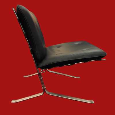 Chrome and leather armchairs