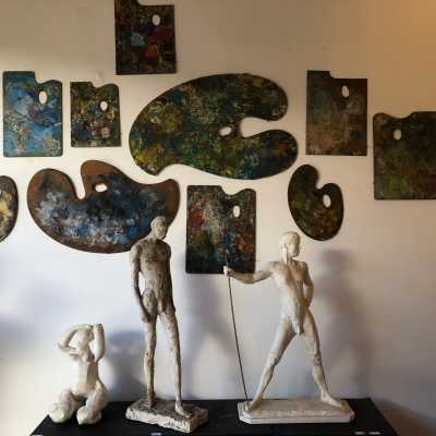 lot de dix(10) palettes d'artiste peintre