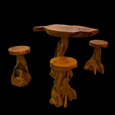 Elm table and stools