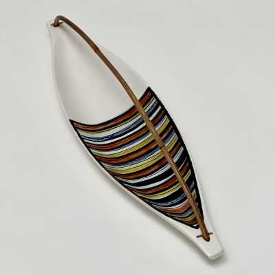 Roger Capron, Large Earthenware Bowl with Bamboo Accent, Vallauris c.1950