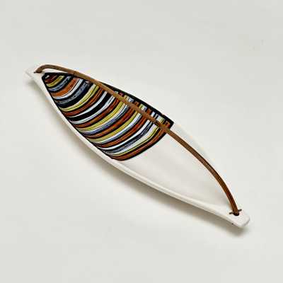 Roger Capron, Large Earthenware Bowl with Bamboo Accent, Vallauris c.1950