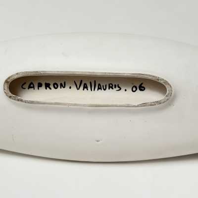 Roger Capron, Large Earthenware Bowl with Bamboo Accent, Vallauris c.1950