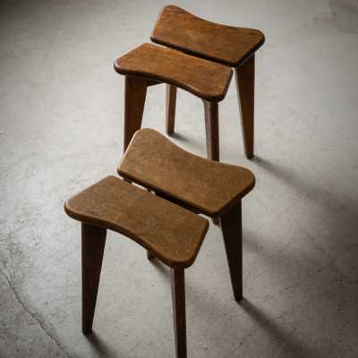 Pair of stools by Marcel Gascoin Paul Bert Serpette