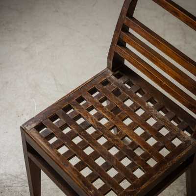RENE GABRIEL EARLY WOOD CHAIR IN GRATING SEAT, OAK, 1941, 37 CM x: 39 CM, H 69 cm CM (4 CHAIRS AVAILABLE)